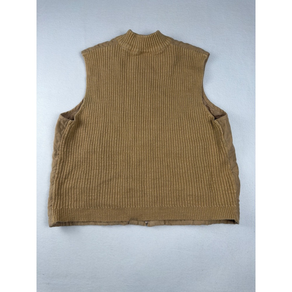 VTG Alfred Dunner Womens Tan Quilted Ribbed Knit Zip Front Vest Size 14 Camel - Picture 7 of 7